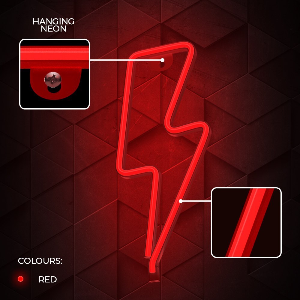 Neon LED PIORUN czerwony Bat + USB FLNE06 Forever Light